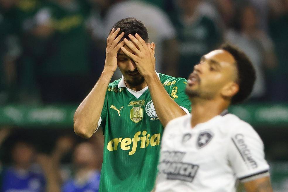 Flaco Lopez lamenta durante a partida entre Palmeiras e Botafogo