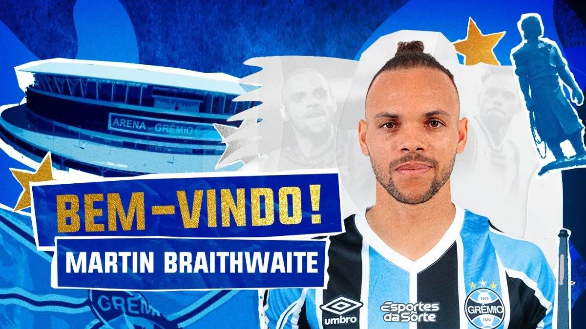 Grêmio anuncia oficialmente o atacante Braithwaite