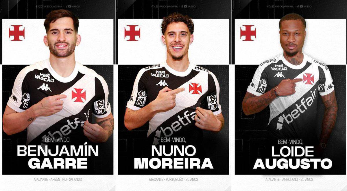 Garre, Nuno Moreira e Loide Augusto, novos reforcos do Vasco.