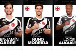 Garre, Nuno Moreira e Loide Augusto, novos reforcos do Vasco. (Foto: Divulgacao/Vasco)