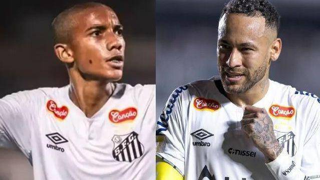 Juninho, filho de Robinho, e relacionado pela primeira vez para um jogo no time profissional do Santos.