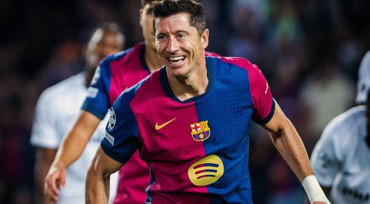 Lewandowski durante partida do Barcelona